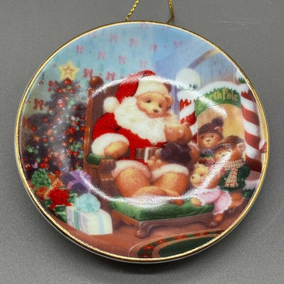 Avon 2001 Porcelain Ornament Santa Bear Christmas Tree North Pole Collectible - Picture 4 of 5